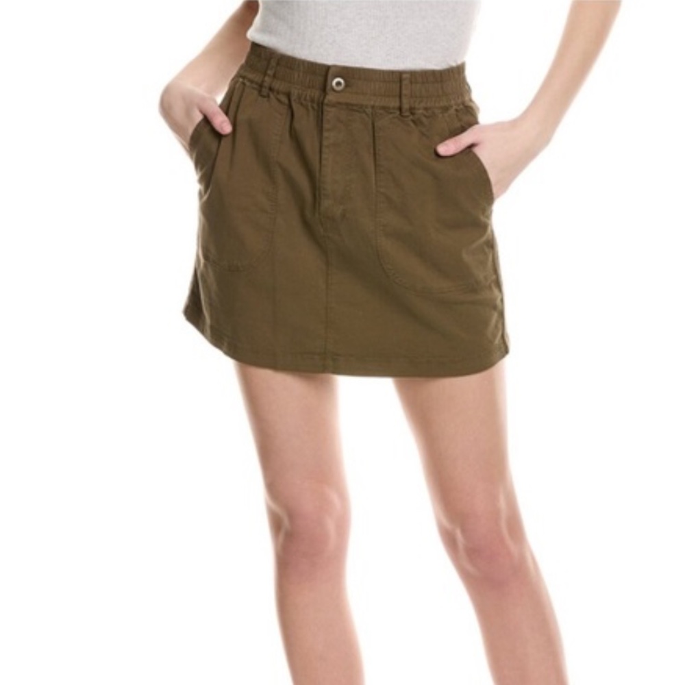 Michael Stars (XS) Olive Green Utility Mini Skirt- Army, Cargo, Elastic Waist